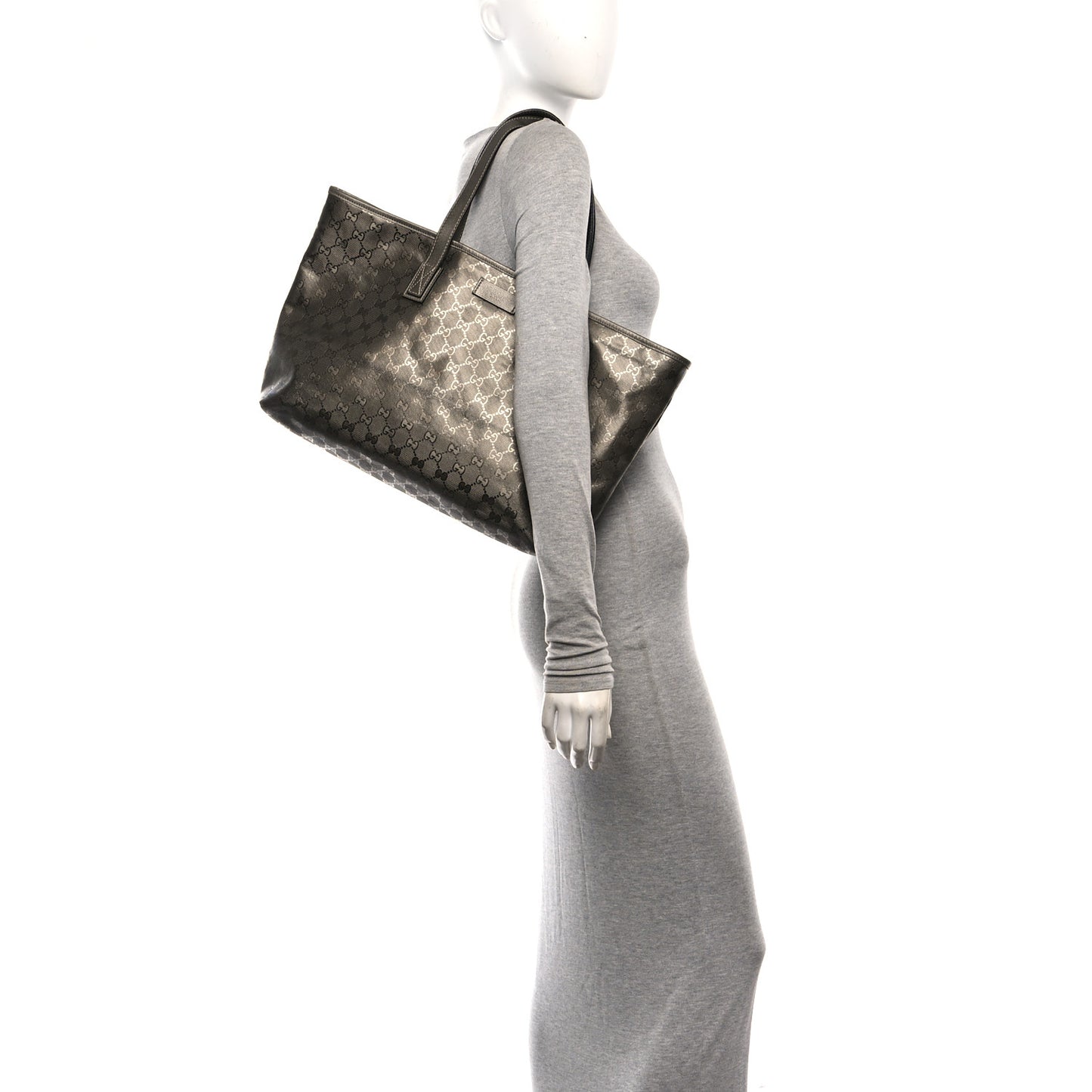 Imprime Monogram Medium Zippered Shopping Tote Pewter