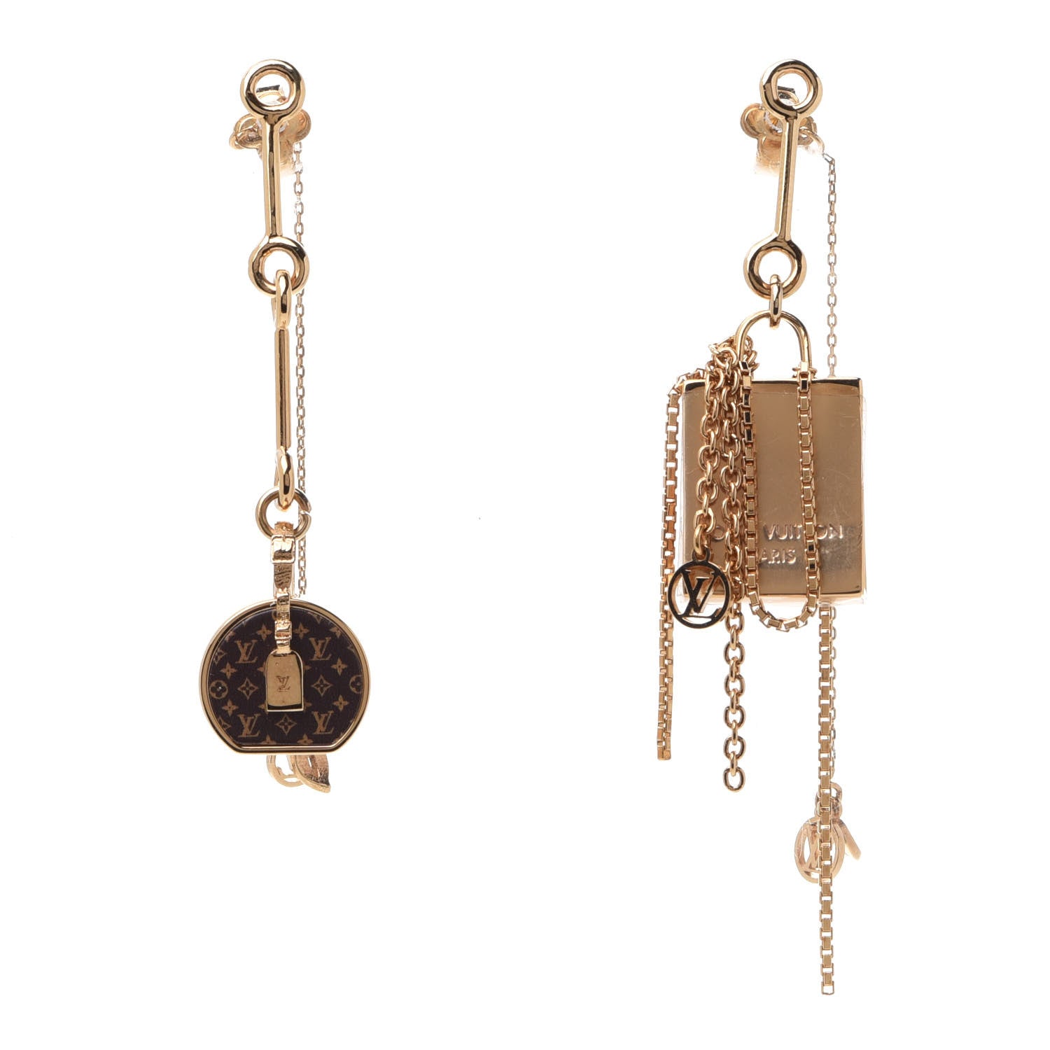 Louis Vuitton Monogram Mini Mismatched Earrings Gold 1 of 8