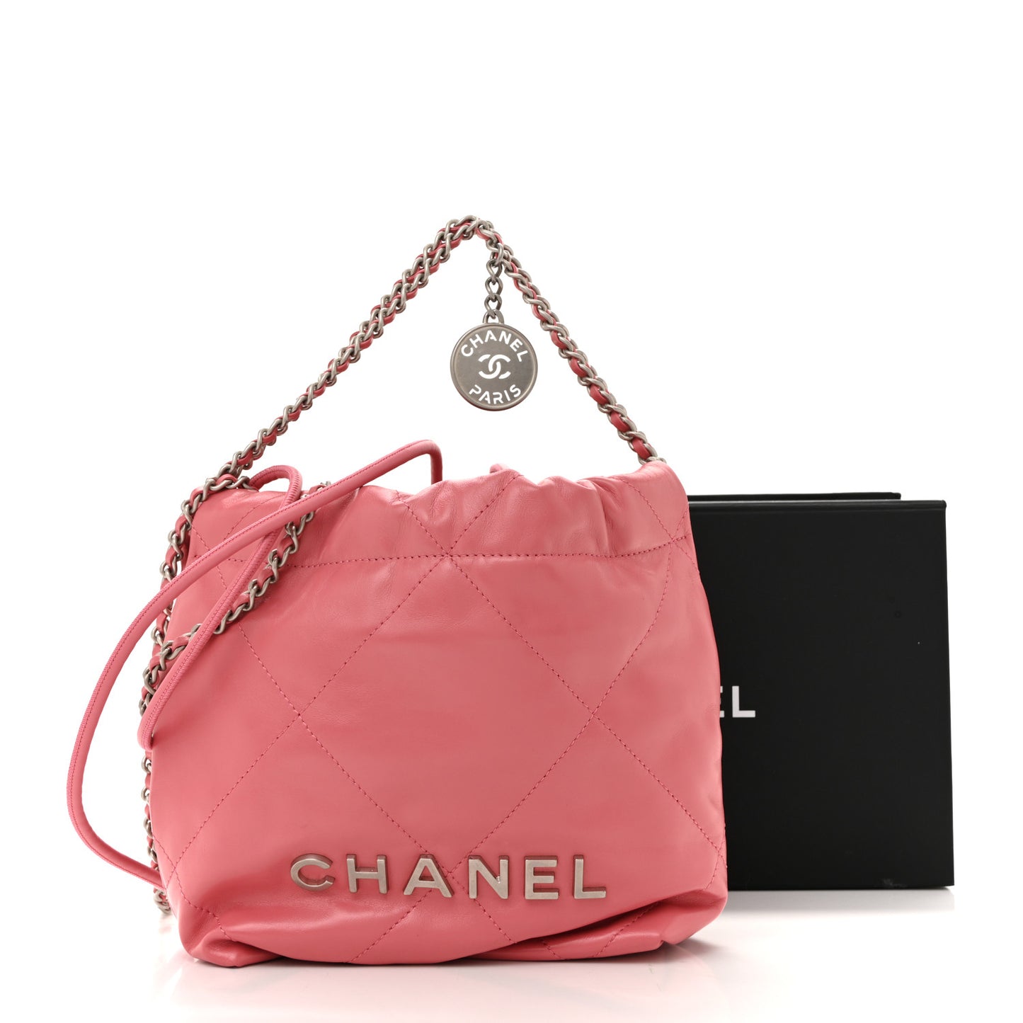 Shiny Calfskin Quilted Mini Chanel 22 Pink