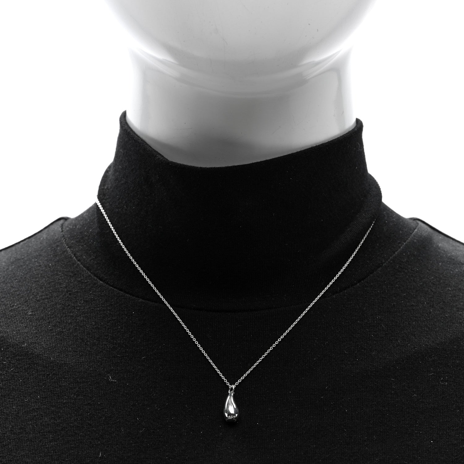 Tiffany Sterling Silver 12mm Elsa Peretti Teardrop Pendant Necklace 2 of 4