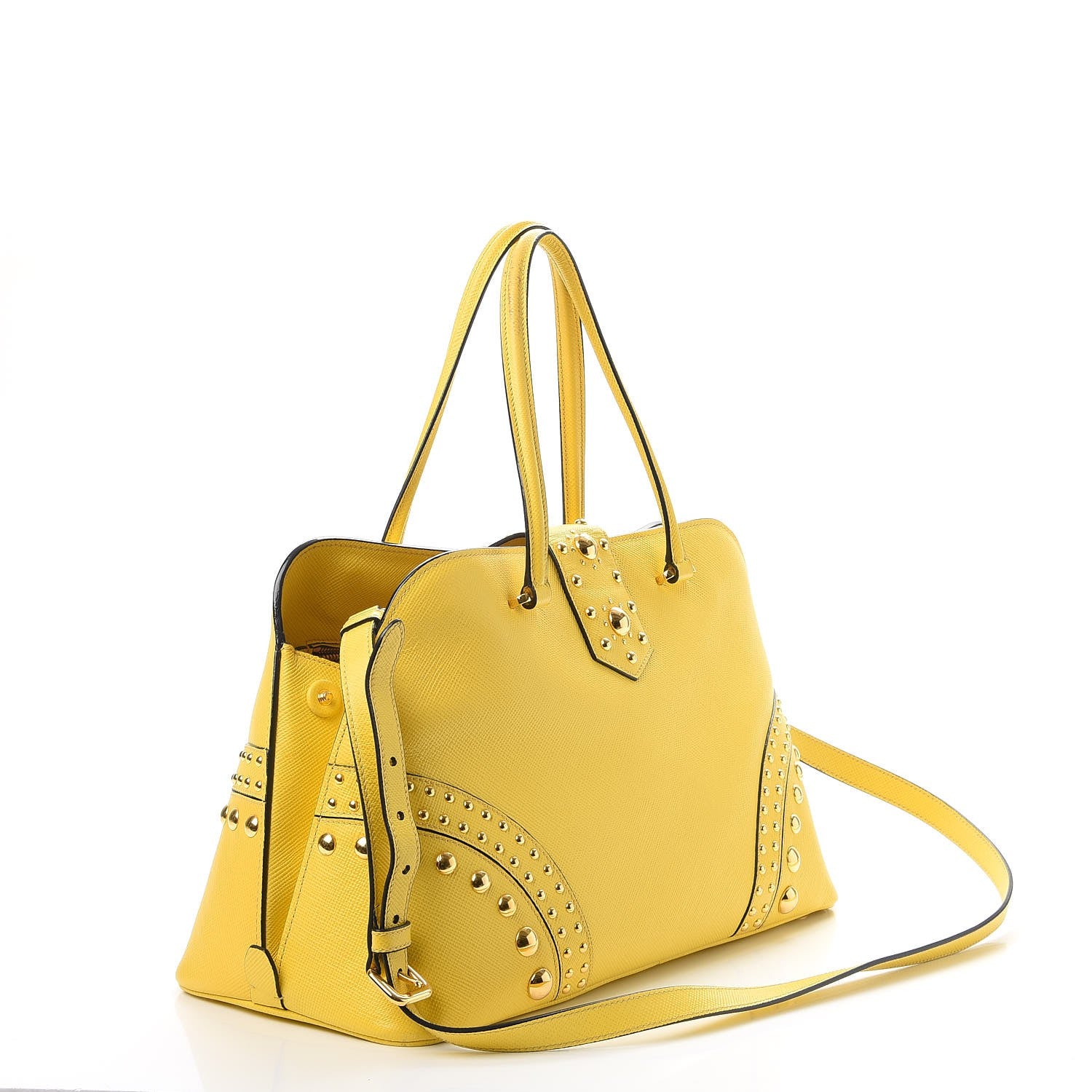 Prada Saffiano Studded Bijou Tote Girasole 4 of 17