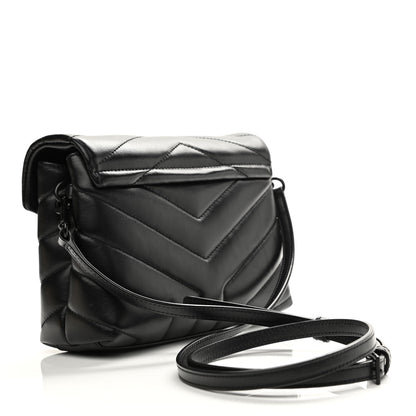 Saint Laurent Calfskin Y Quilted Monogram Toy Loulou Crossbody Bag Black 3 of 14