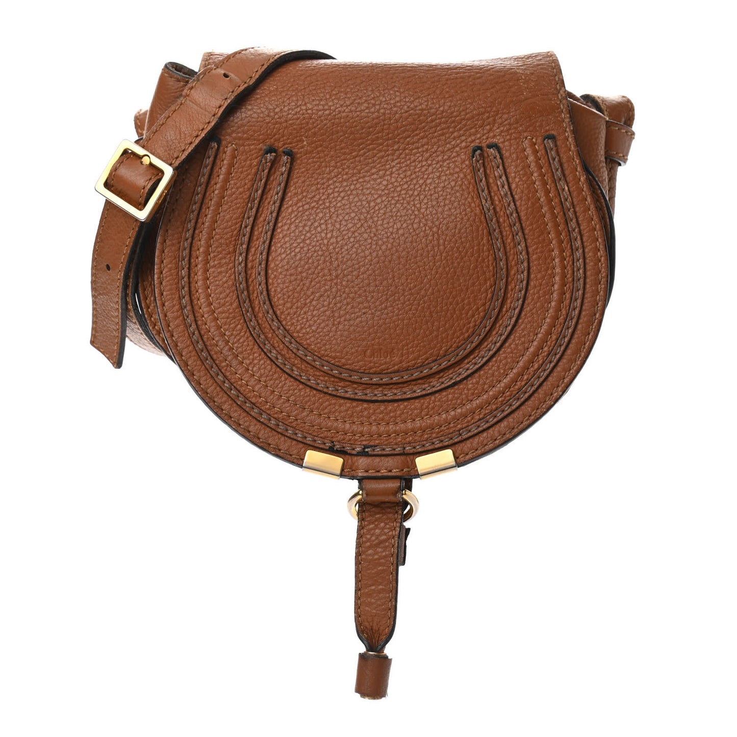 Calfskin Mini Marcie Round Crossbody Bag Tan