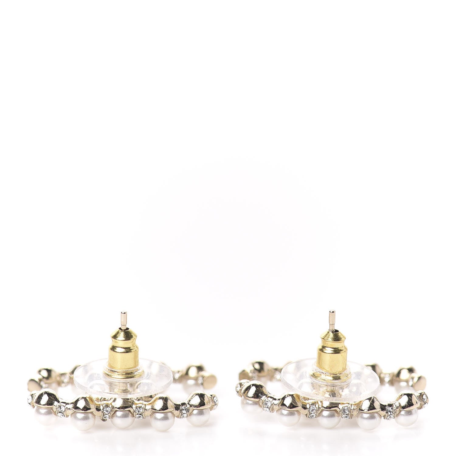 Chanel Pearl Crystal Nefertiti CC Earrings Gold 3 of 5