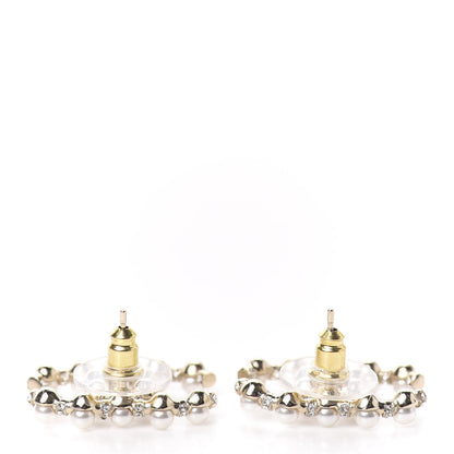 Chanel Pearl Crystal Nefertiti CC Earrings Gold 3 of 5