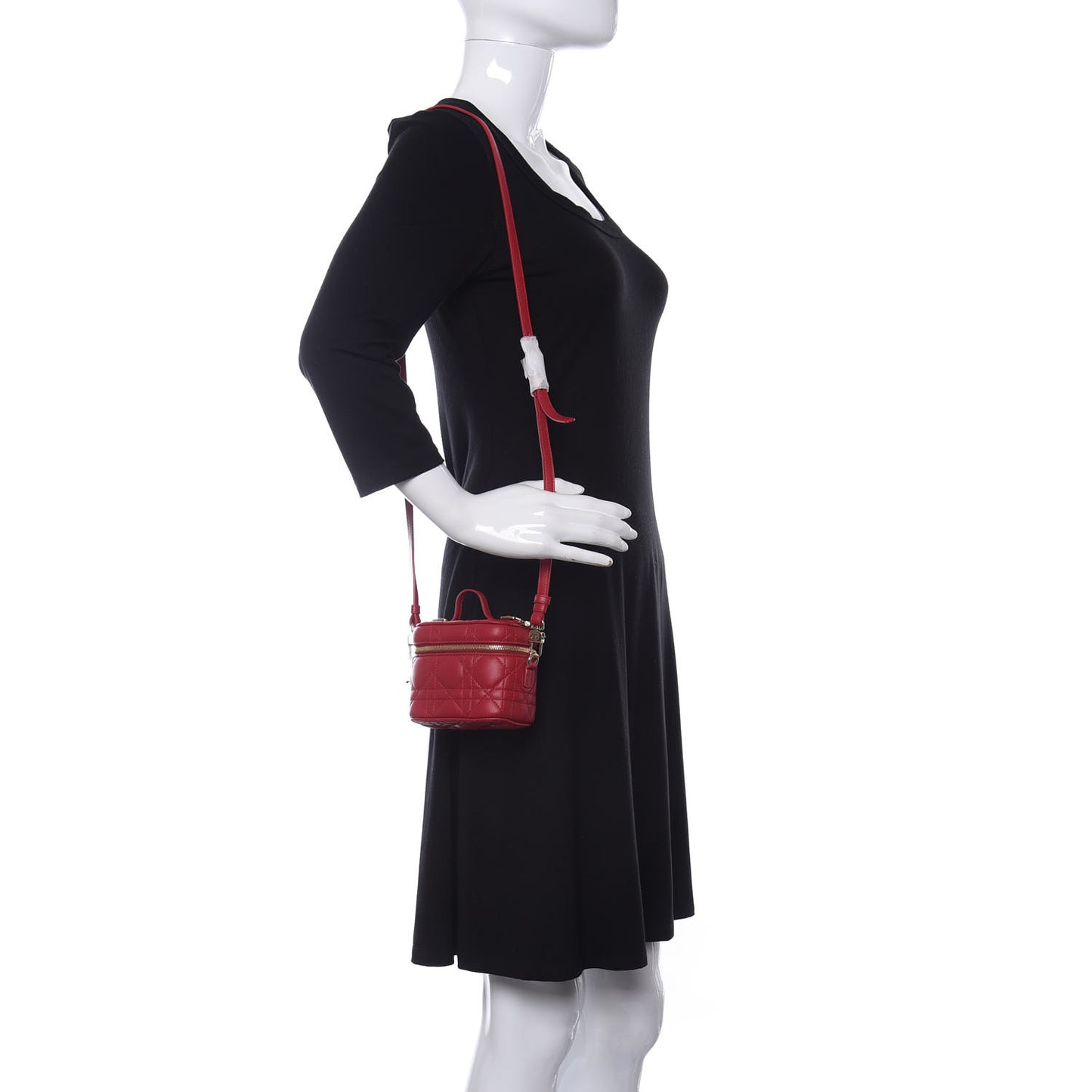 Lambskin Cannage Micro Vanity Case Poppy Red