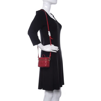Christian Dior Lambskin Cannage Micro Vanity Case Poppy Red 2 of 9