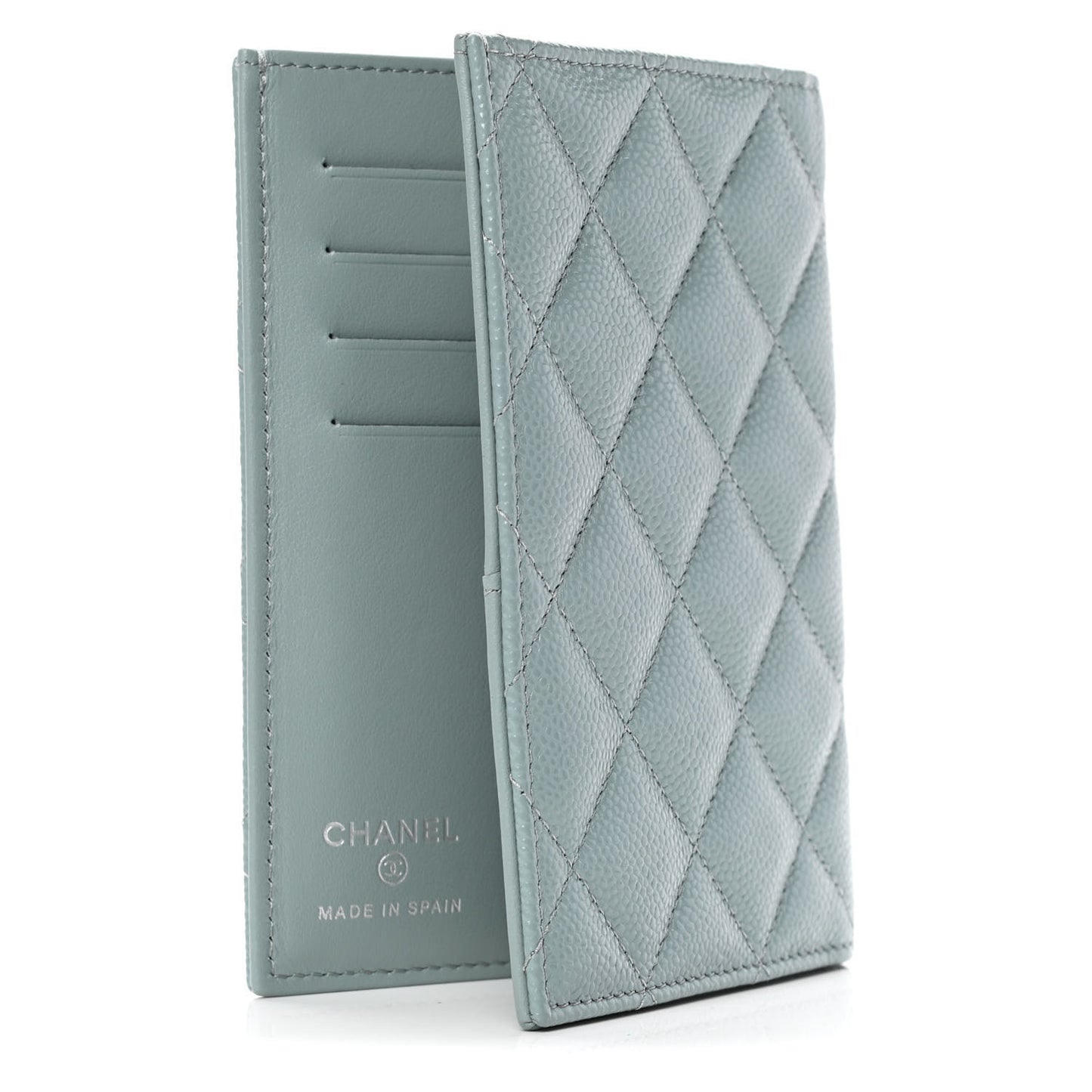 Caviar Quilted Passport Holder Blue