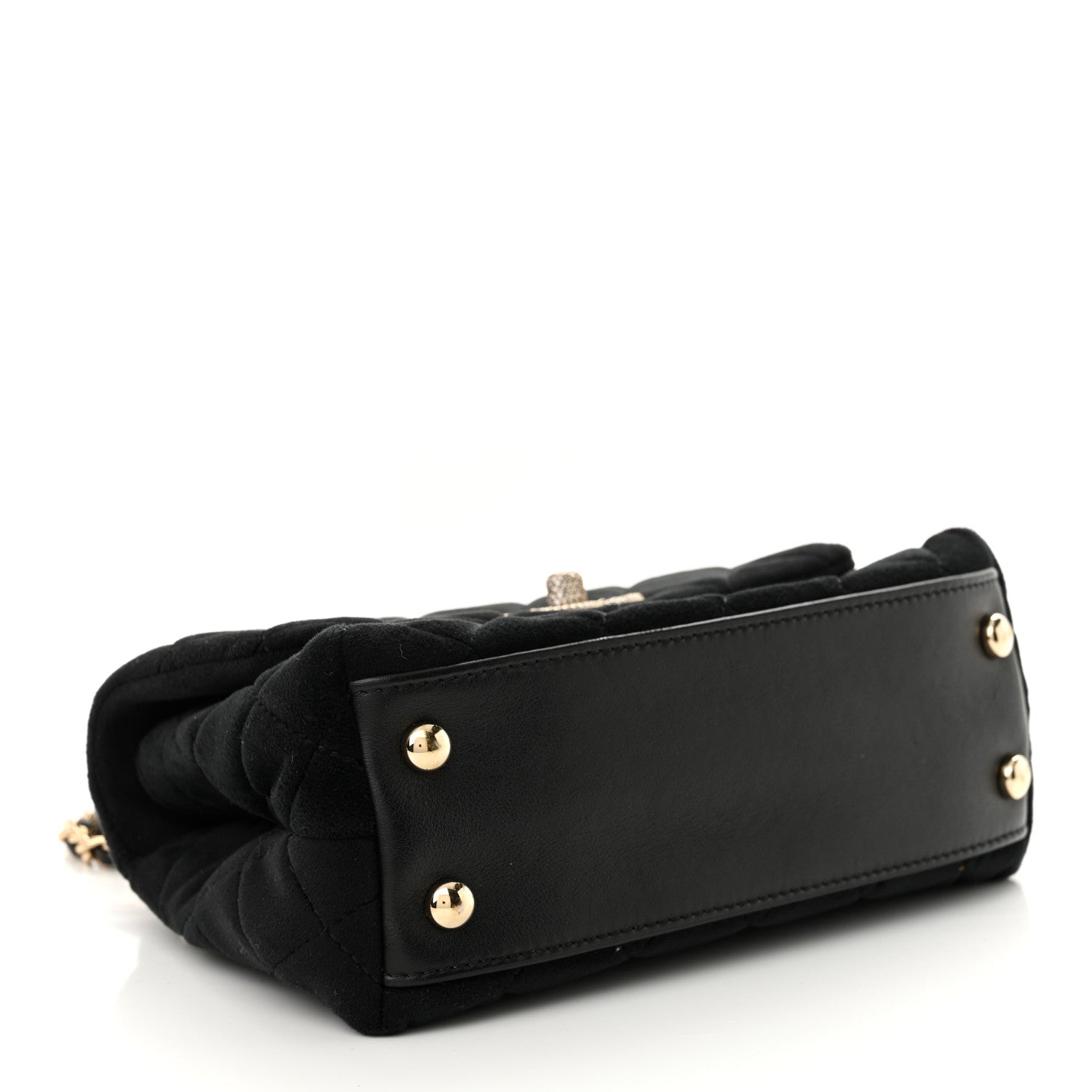 Chanel Velvet Crystal Quilted Extra Mini Coco Handle Flap Black 4 of 10