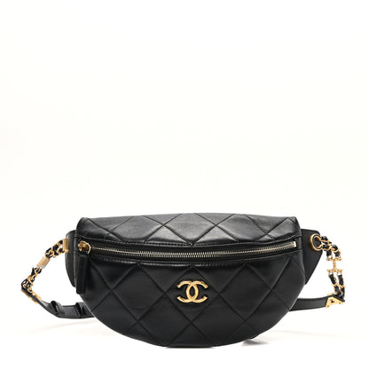 Chanel Lambskin Enamel Quilted Waist Bag Black 1 of 11