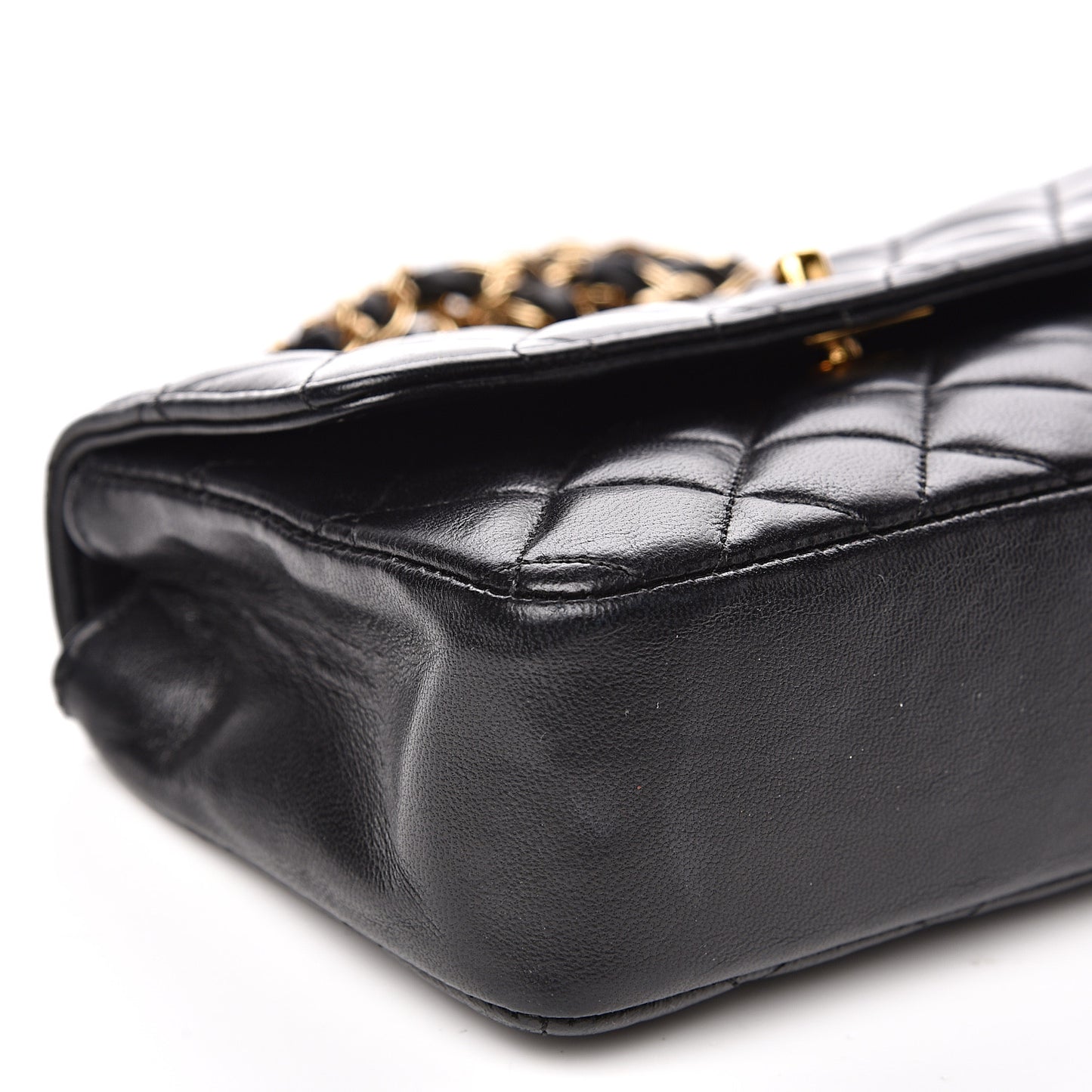 Lambskin Quilted Mini Rectangular Flap Bag Black