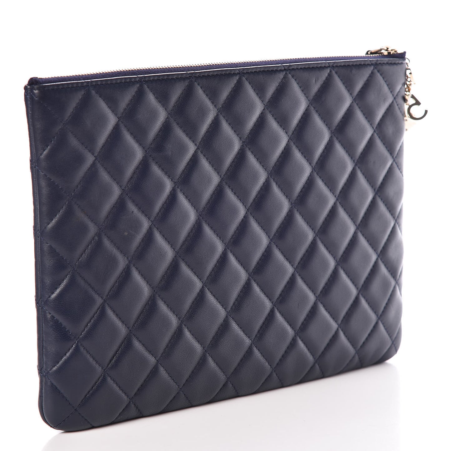 Lambskin Quilted Medium Casino Beauty CC Cosmetic Case Navy