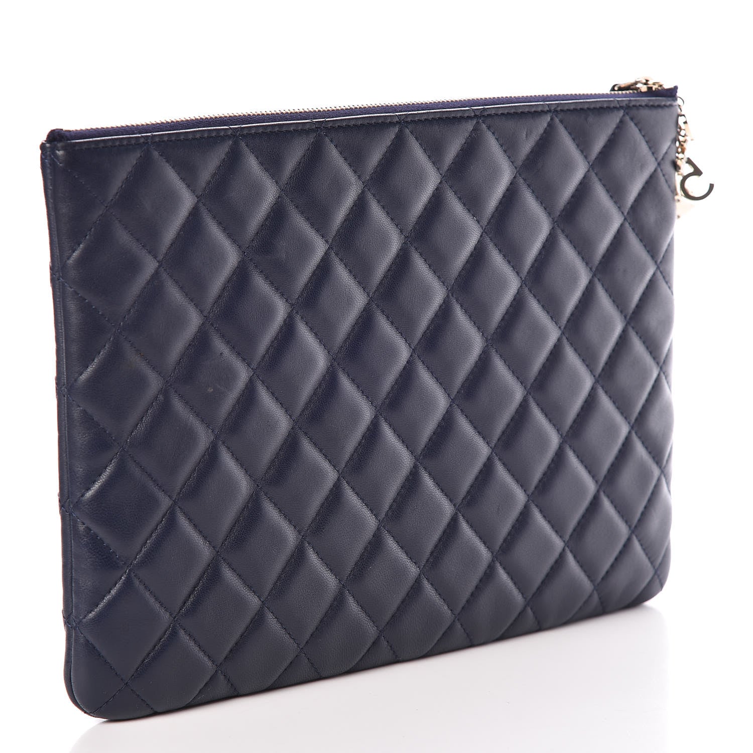 Chanel Lambskin Quilted Medium Casino Beauty CC Cosmetic Case Navy 3 of 9