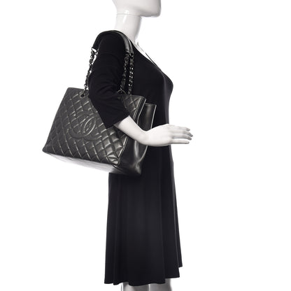 Chanel Metallic Caviar Quilted Grand Shopping Tote GST Dark Silver 2 of 14