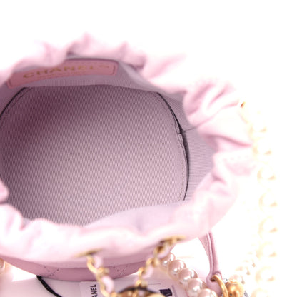 Chanel Calfskin Quilted Pearl Mini About Pearls Drawstring Bucket Light Pink 5 of 9
