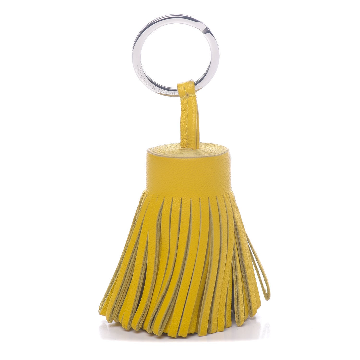 Hermes Lambskin Carmen Tassel Key Holder Jaune De Naples 1 of 3