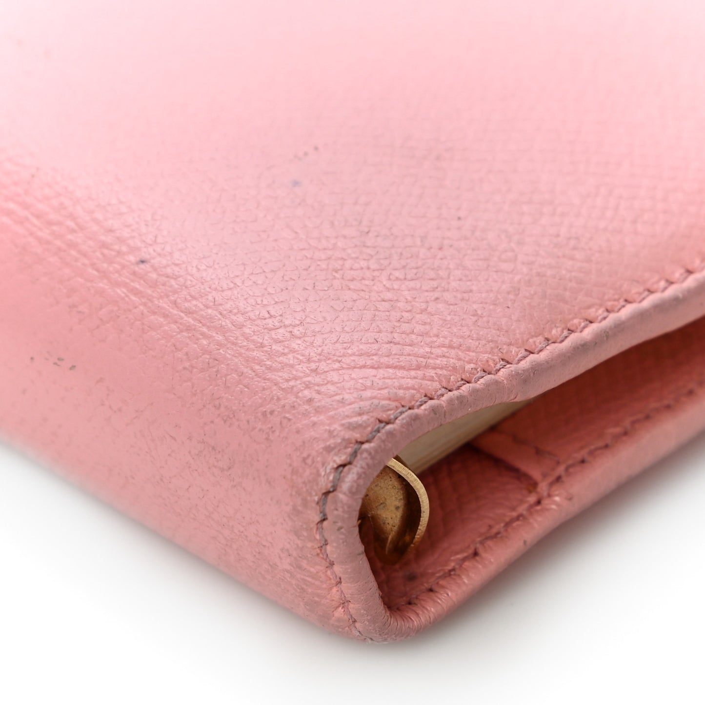 Grained Calfskin CC Button Pocket Agenda Cover Pink