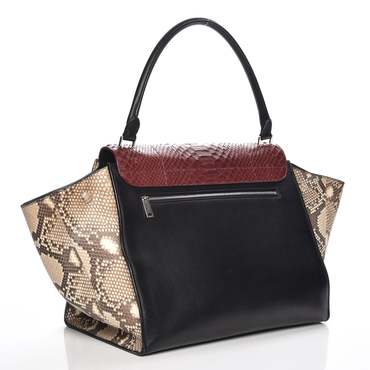 Celine Python Calfskin Tri-Color Large Trapeze Wine 3 of 6