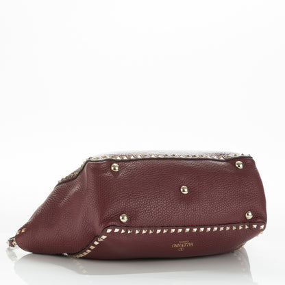 Valentino Garavani Pebbled Calfskin Medium Rockstud Tote Cremisi 4 of 8