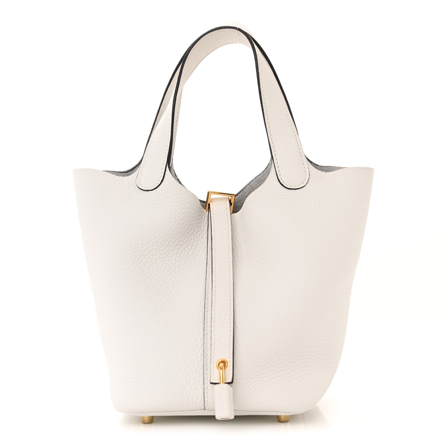 Taurillon Clemence Picotin Lock 18 PM New White