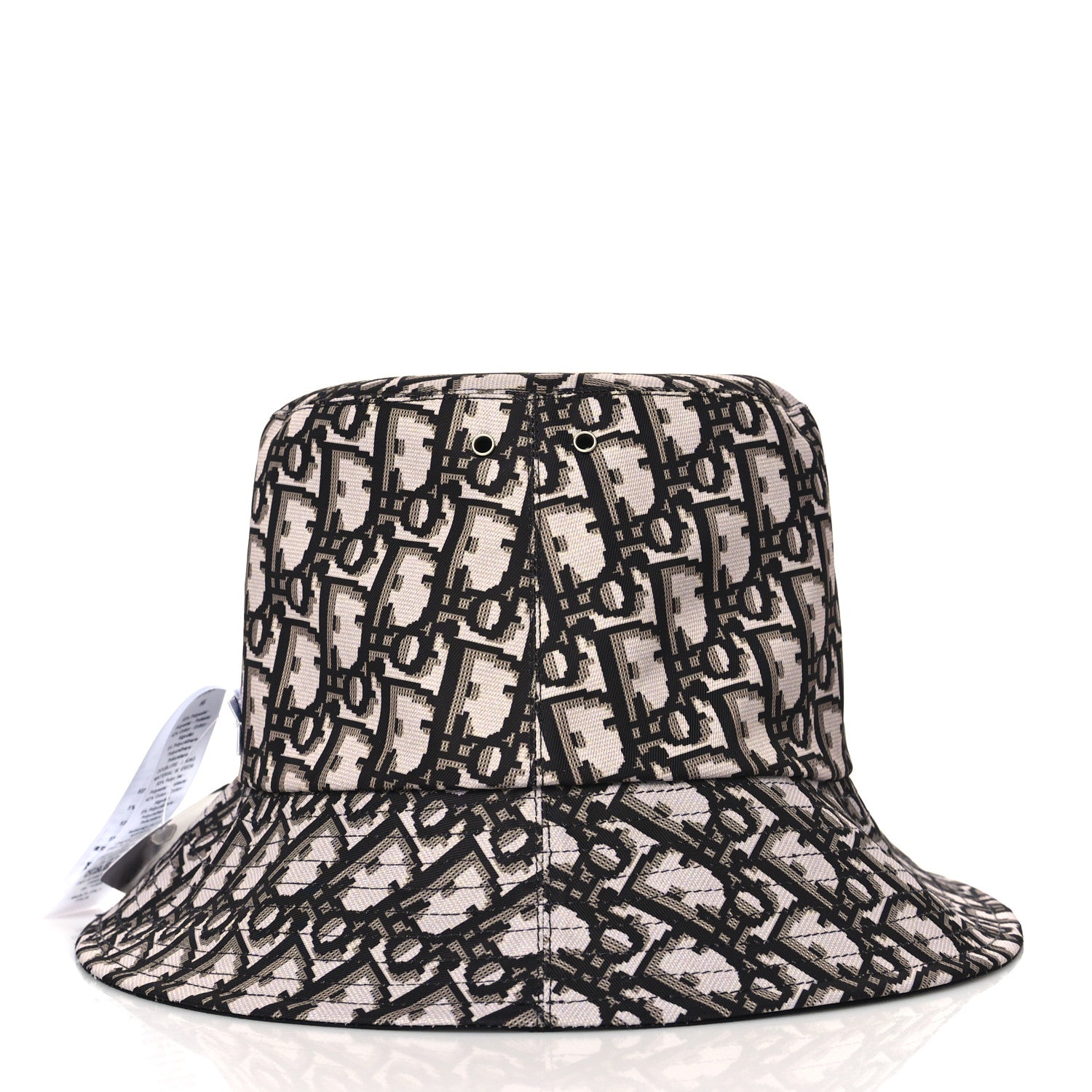 Christian Dior Polyester Cotton Oblique Reversible Teddy-D Brim Bucket Hat 56 Black 6 of 11