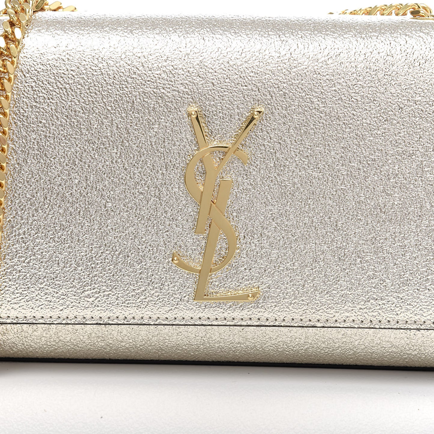 Metallic Calfskin Small Classic Monogram Kate Satchel Gold