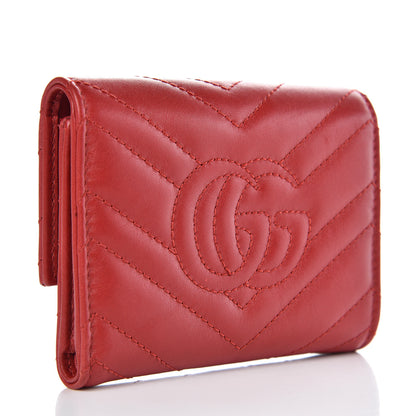 Gucci Calfskin Matelasse GG Marmont Wallet Hibiscus Red 3 of 12