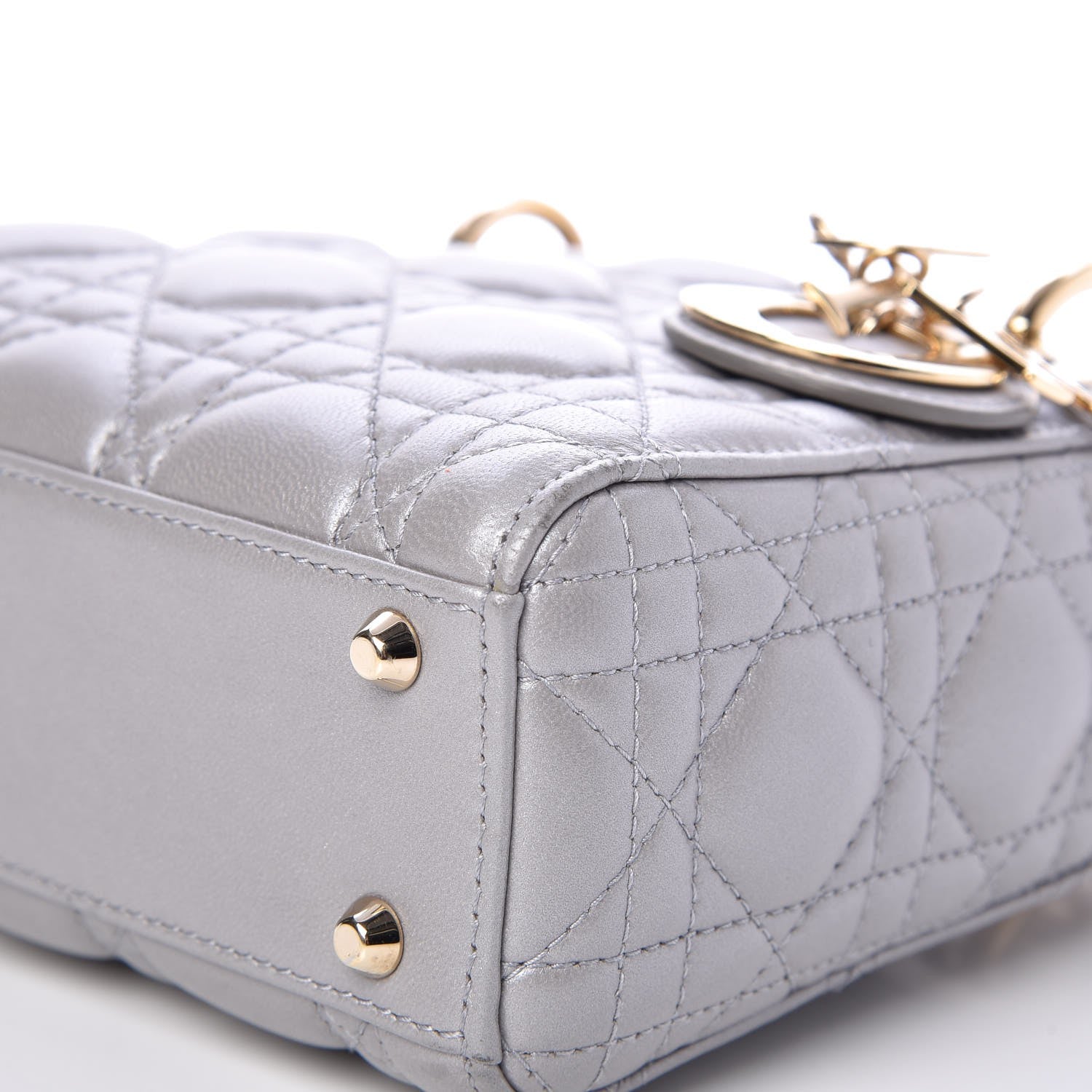 Christian Dior Metallic Lambskin Cannage Mini Lady Dior Grey 9 of 9
