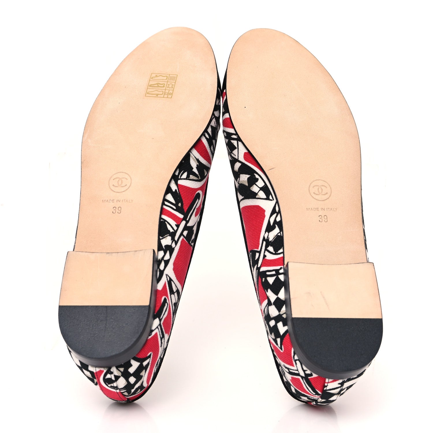Chanel Canvas Grosgrain Cap Toe CC Ballerina Flats 39 Red Multicolor 6 of 9