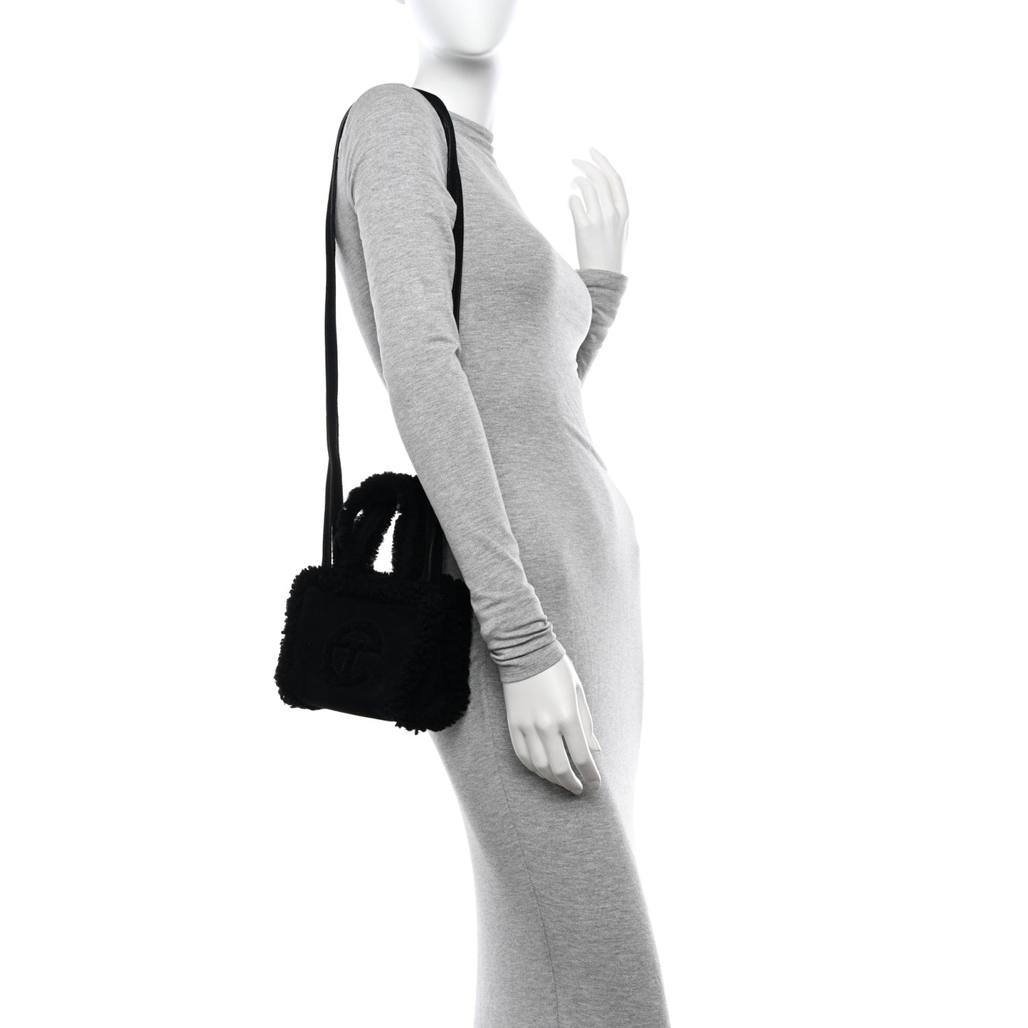 X UGG Suede shearling Small Shopping Bag Black