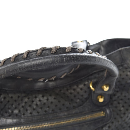 Balenciaga Agneau Laser Cut Cross Classic Gold Hardware City Grey 10 of 12