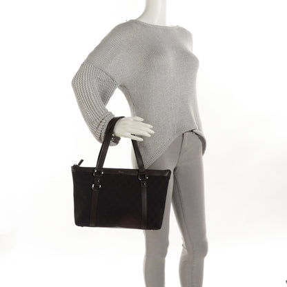 Gucci Denim Monogram Medium Abbey Tote Dark Brown 2 of 7