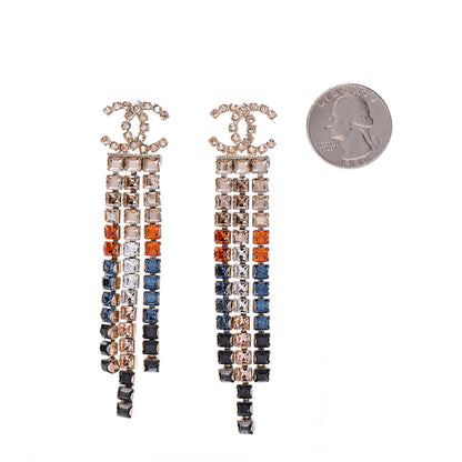 Chanel Crystal Skyline CC Drop Earrings Gold Blue Black Red 2 of 5