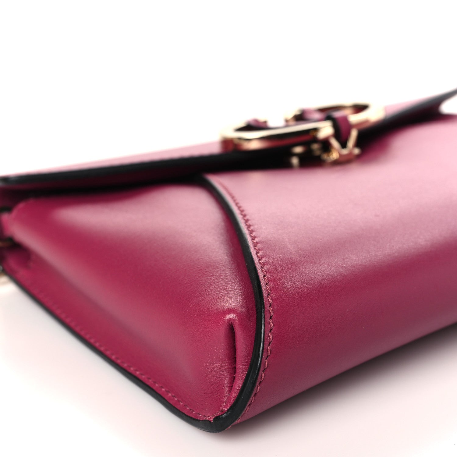 Valentino Garavani Calfskin V Rivet Chain Clutch Camelia 7 of 8