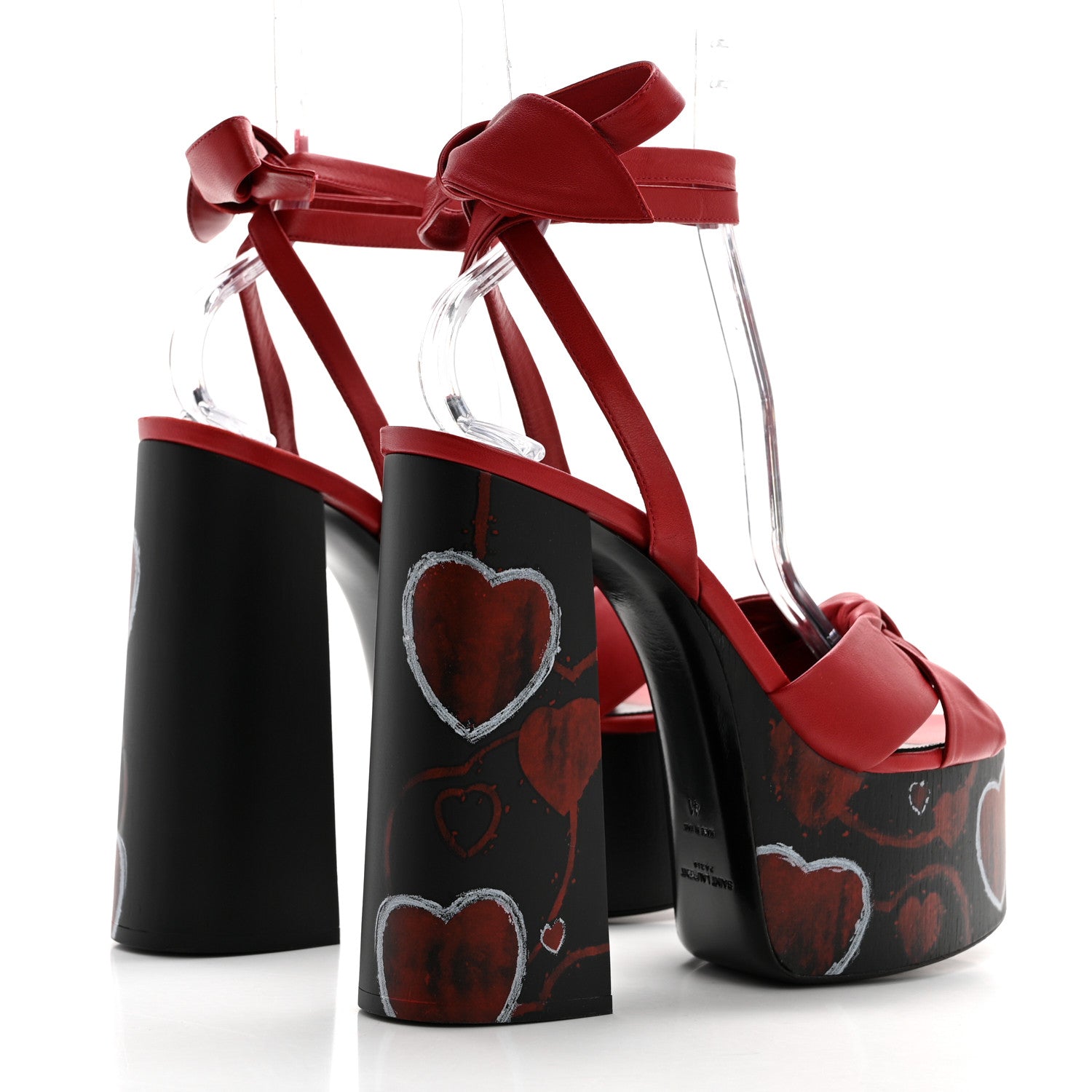 Saint Laurent Nappa Heart Paige 85 Platform Sandals 41 Rouge Eros 4 of 9