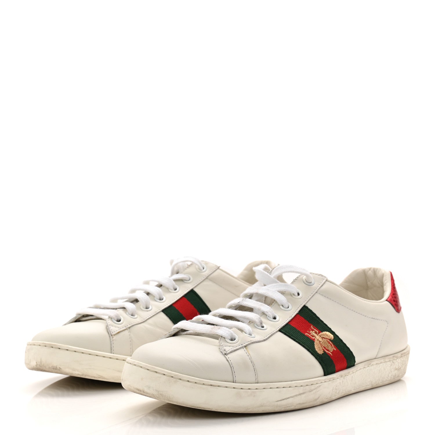 Gucci Calfskin Ayers Bee Embroidered Womens Ace Sneakers 39.5 White Green 5 of 20