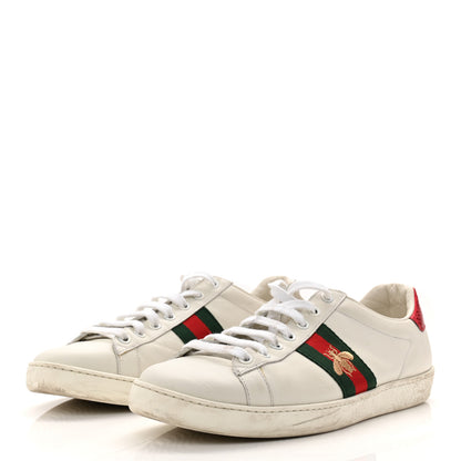 Gucci Calfskin Ayers Bee Embroidered Womens Ace Sneakers 39.5 White Green 5 of 20
