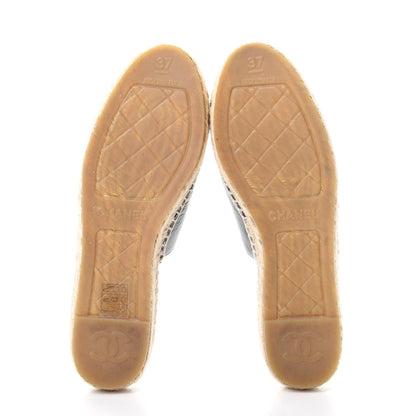 Chanel Goatskin Patent Calfskin CC Espadrille Mules 37 Black 6 of 11