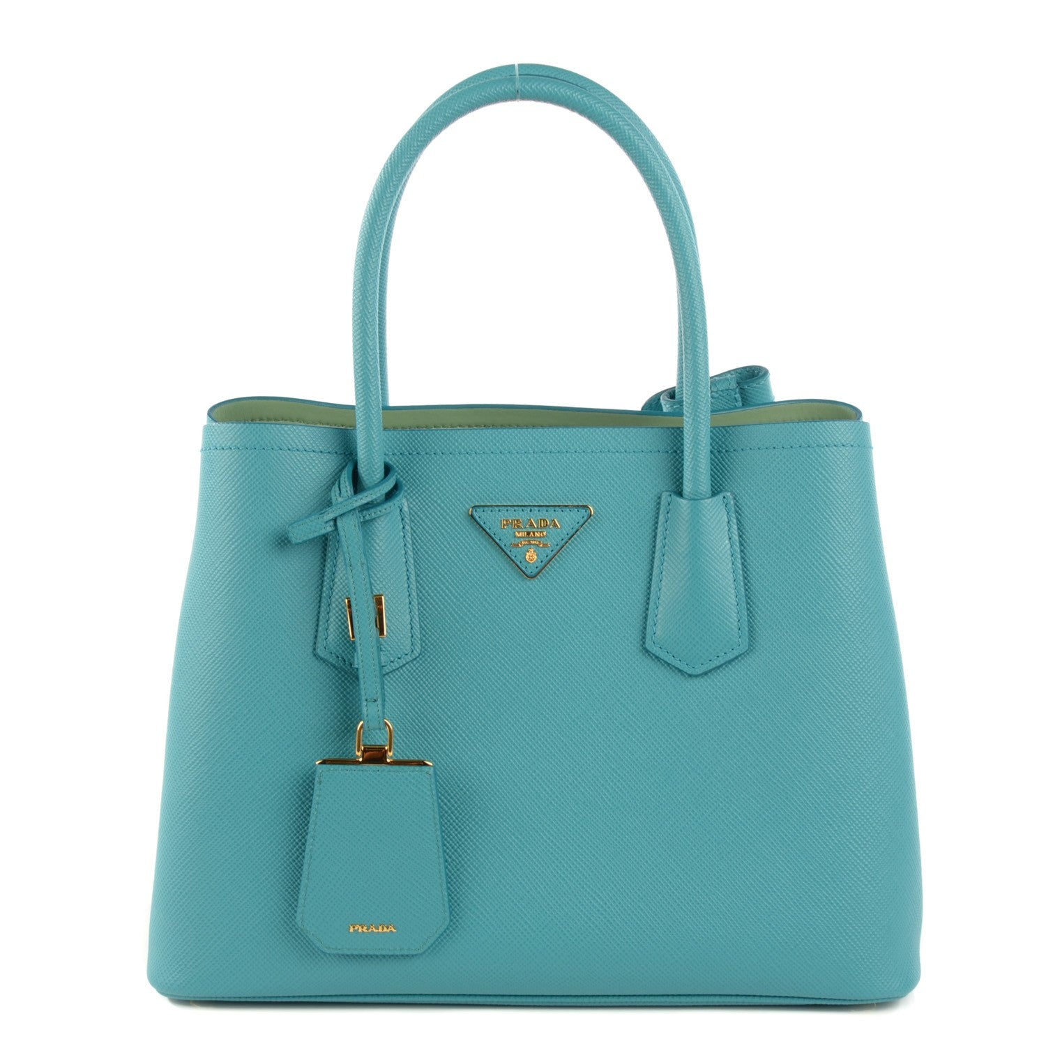 Prada Saffiano Cuir Small Double Bag Turchese Acquamarina 1 of 9