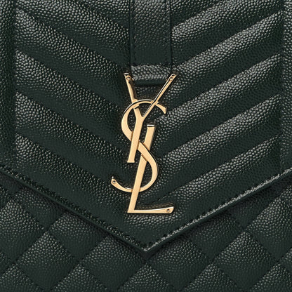 Saint Laurent Grain De Poudre Textured Mixed Matelasse Triquilt Monogram Clutch Vert Fonce 8 of 10