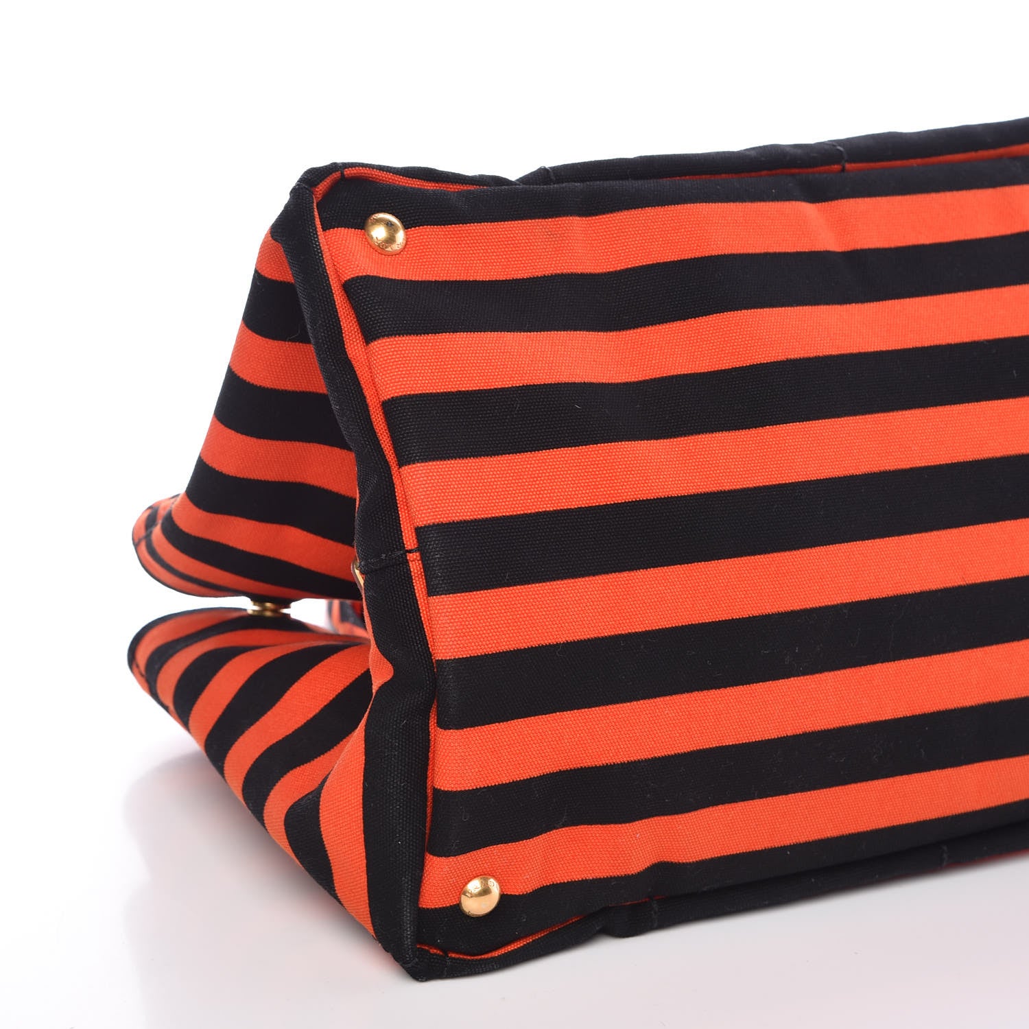 Prada Canapa Striped Tote Arancio 8 of 9