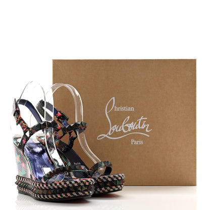 Christian Louboutin Patent Calfskin Lin By The Night Pyraclou 110 Wedge Sandals 38 Black Multicolor 9 of 9