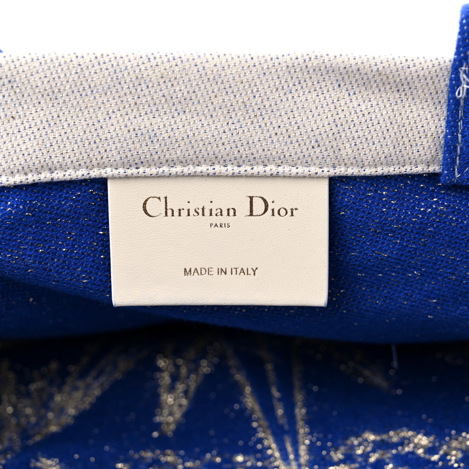 Christian Dior Canvas Print Tote Ivory Blue 6 of 9