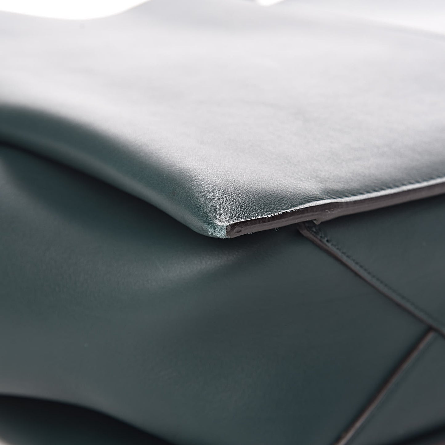 Calfskin Medium Tri-Fold Bag Bottle Green