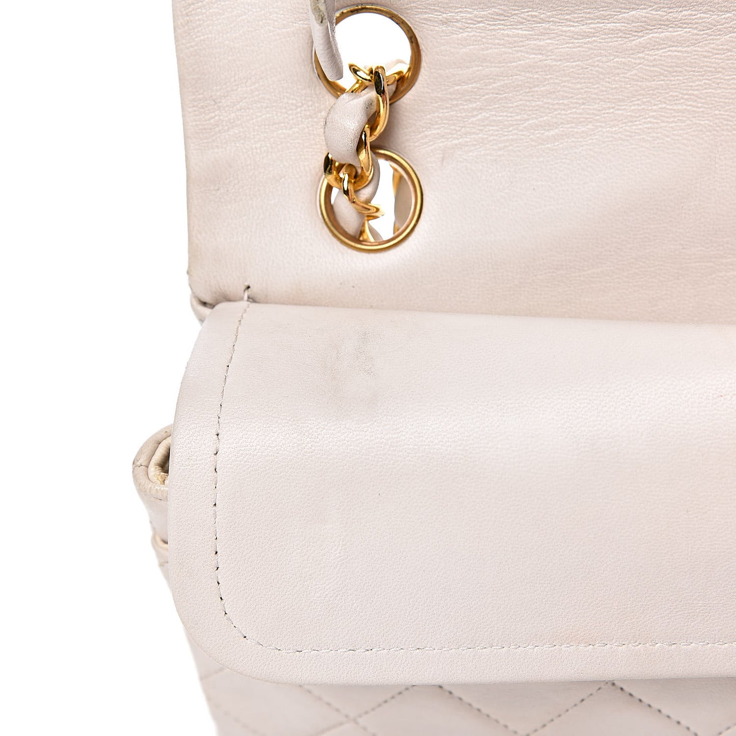 Lambskin Quilted Small Double Flap White