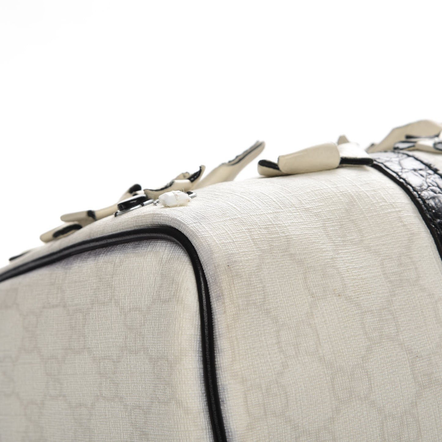 GG Plus Monogram Embellished Medium Joy Boston White Black