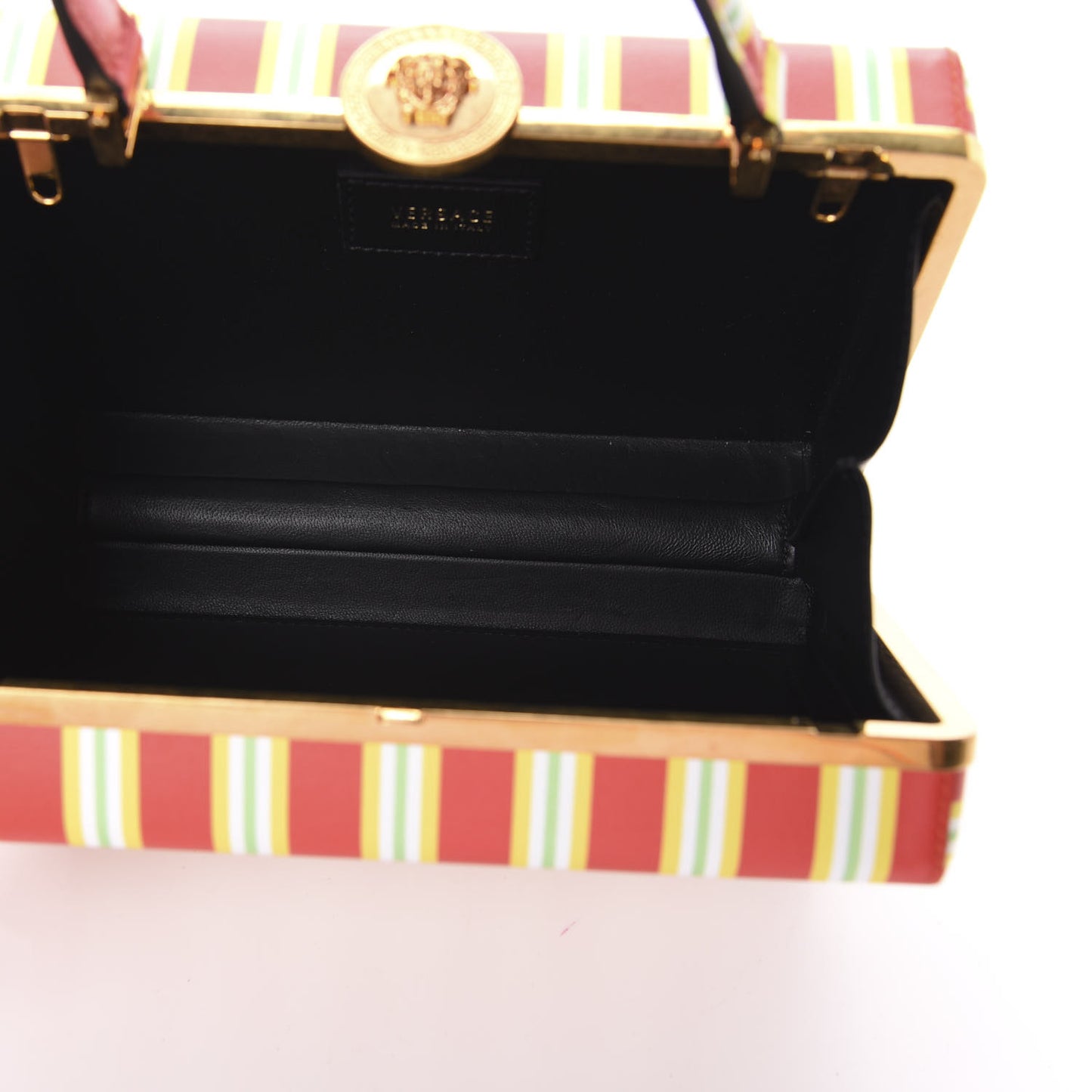 Calfskin Striped Short Handle Bag Rosso