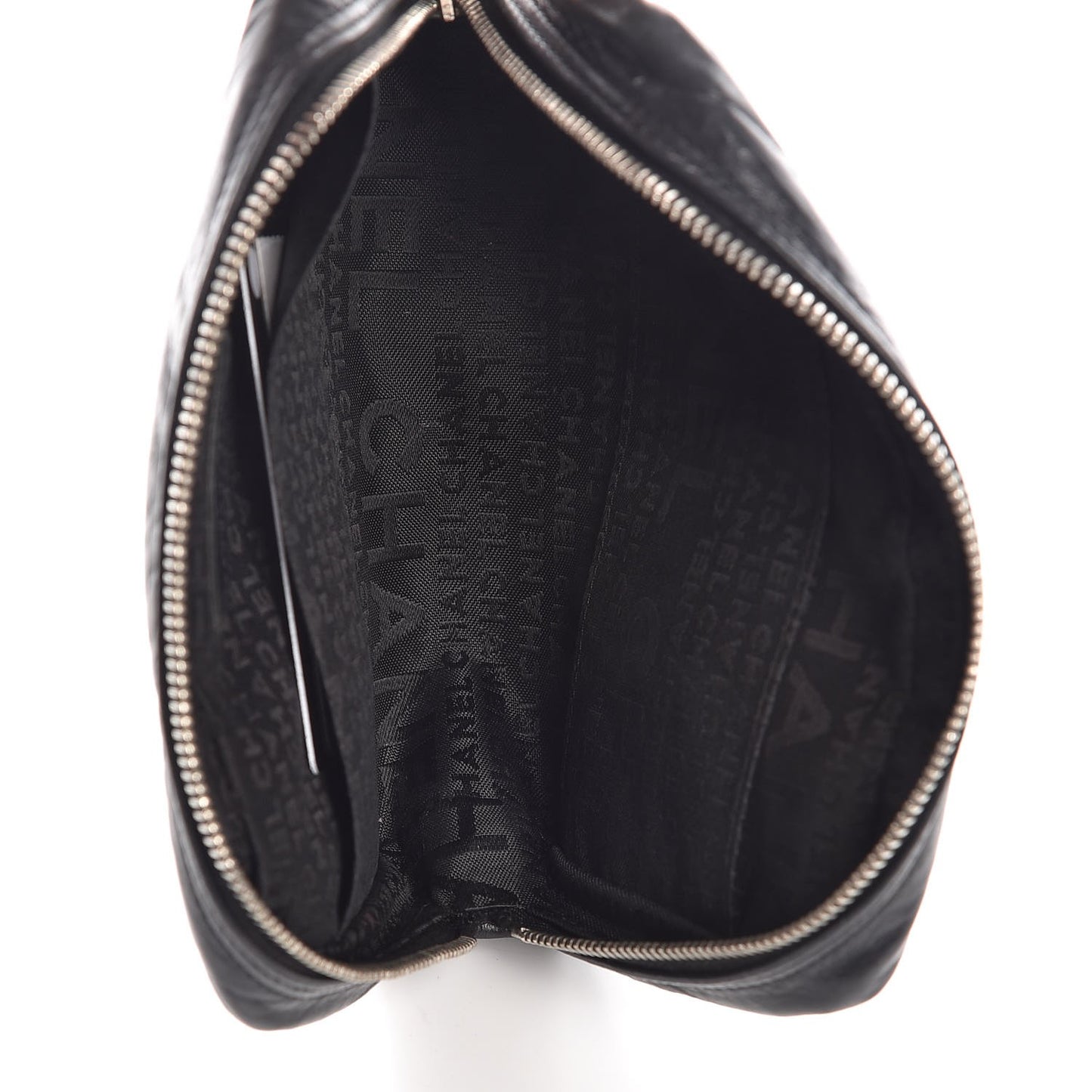 Aged Calfskin Quilted Cambon Cosmetic Case Black