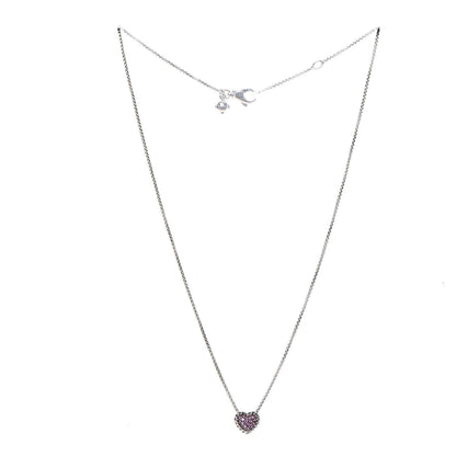 David Yurman Sterling Silver Pink Sapphire Petite Pave Heart Pendant Necklace 9 of 14