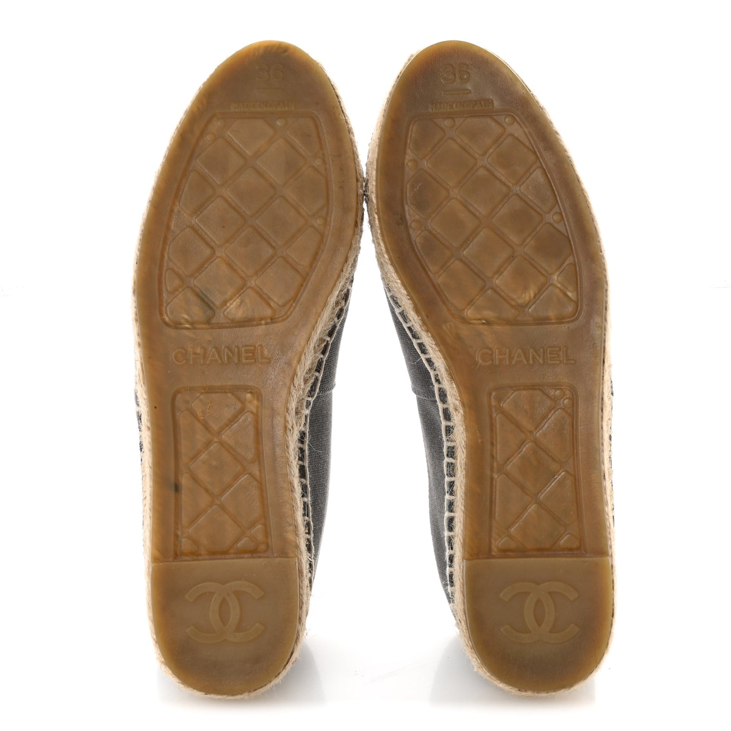 Canvas Grosgrain CC Espadrilles 36 Grey Black